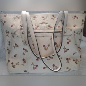 Coach Cream Cherry Print Tote